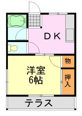 そが野ハイツ(1DK/1階)の間取り写真