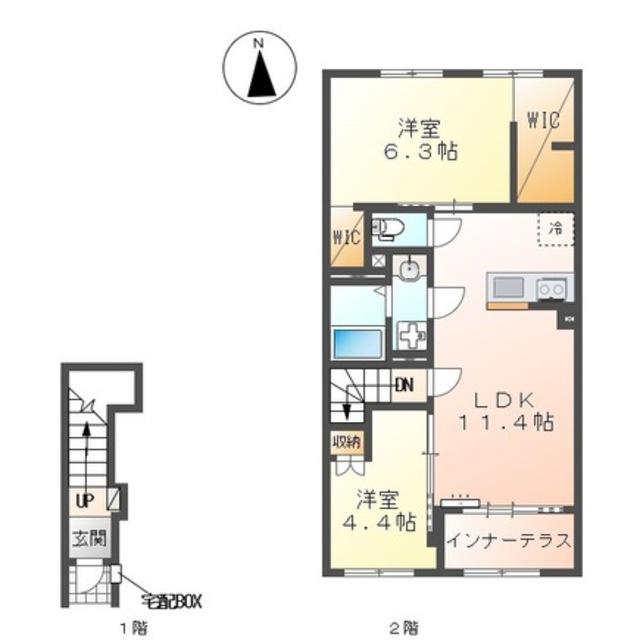 相模原市南区アパート工事(2LDK/2階)の間取り写真