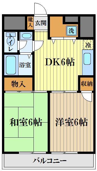 サンハイム小山(2DK/4階)の間取り写真