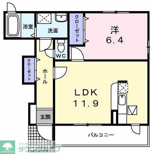 ユーハイムIII(1LDK/1階)の間取り写真