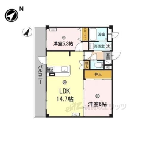 エスポワール三松(2LDK/3階)の間取り写真