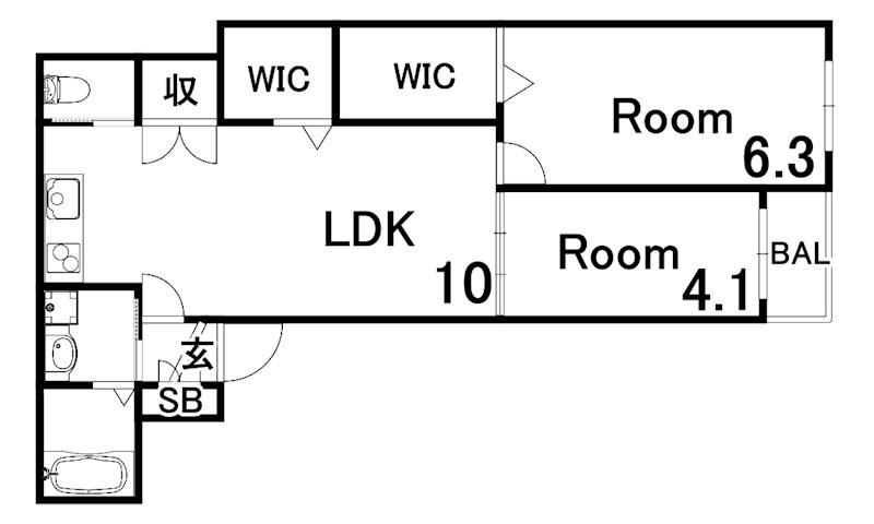 GRANDIR A(2LDK/1階)の間取り写真