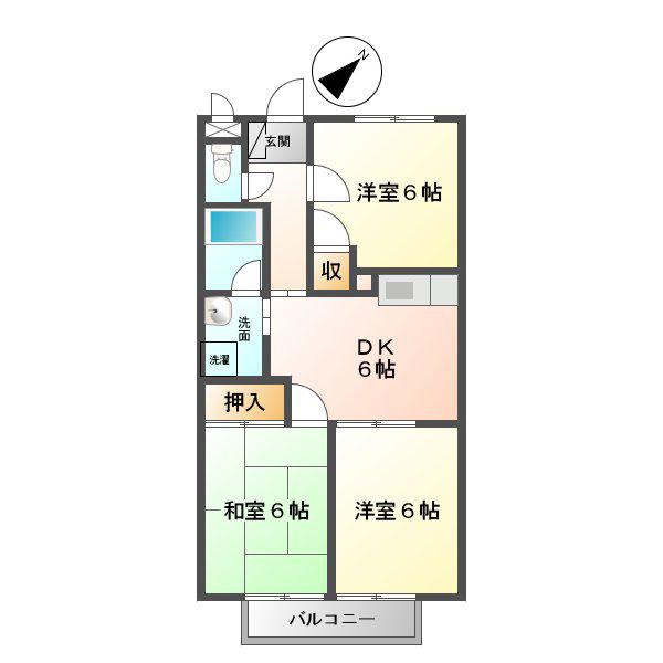 ライフピット八田(3DK/2階)の間取り写真