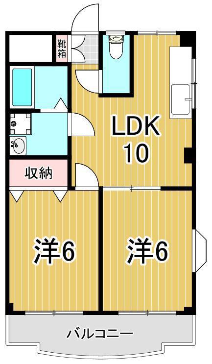つくばエクスプレス 六町駅 徒歩15分 5階建 築26年(2LDK/1階)の間取り写真