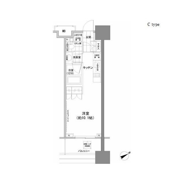 パークハビオ西新宿(ワンルーム/3階)の間取り写真