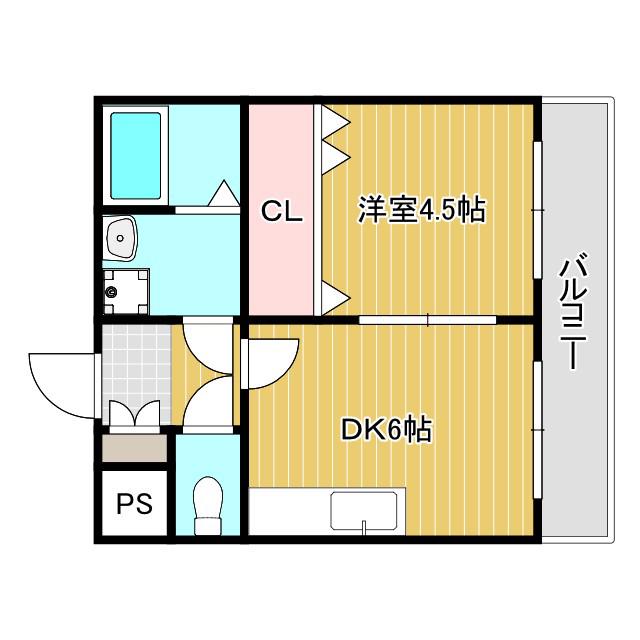 エクセルビュー(1DK/2階)の間取り写真