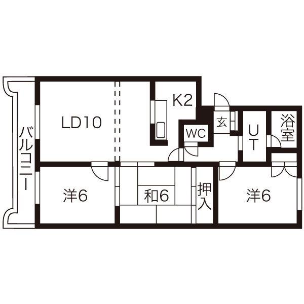 ローヤルハイツ東苗穂(3LDK/2階)の間取り写真