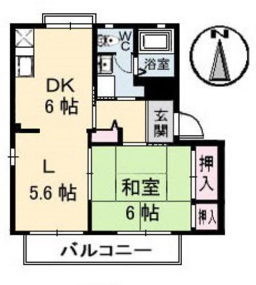 レジデンス原尾島C棟(1LDK/1階)の間取り写真