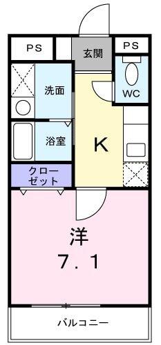 アルトピアーノII(1K/2階)の間取り写真