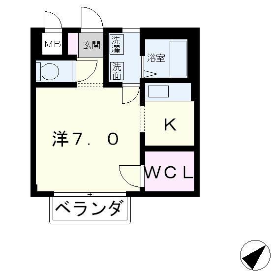シャトル孝(1K/1階)の間取り写真