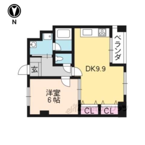 リエス西院(1LDK/4階)の間取り写真
