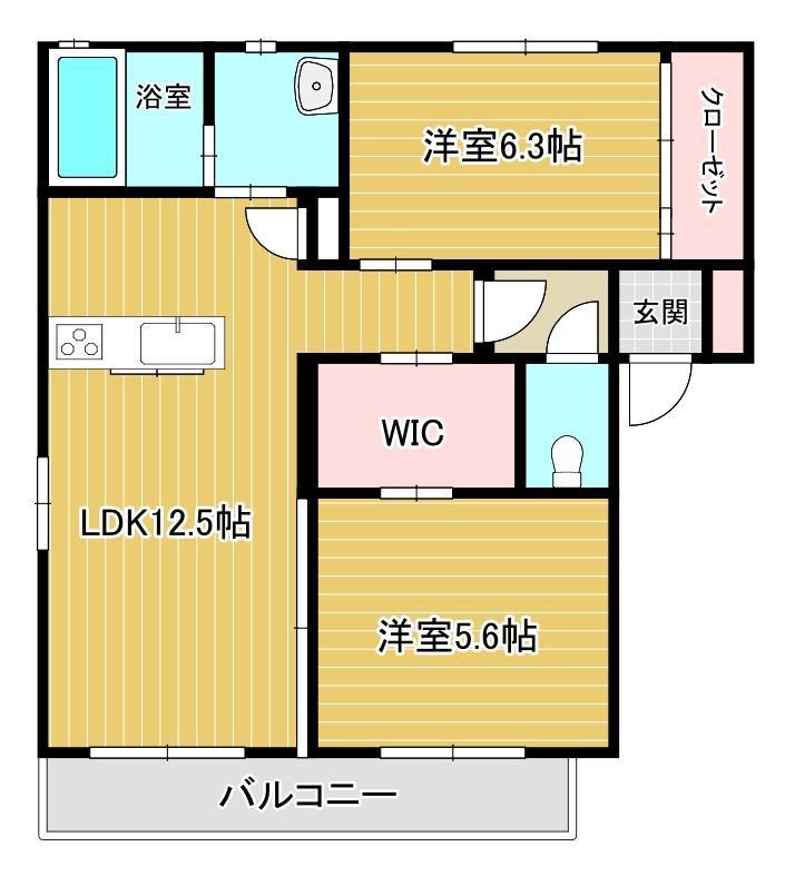 シャーメゾンクレシアII(2LDK/2階)の間取り写真
