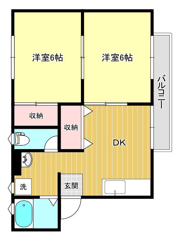ツインハイツ(2DK/2階)の間取り写真