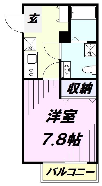 FUJISTA所沢(1K/2階)の間取り写真