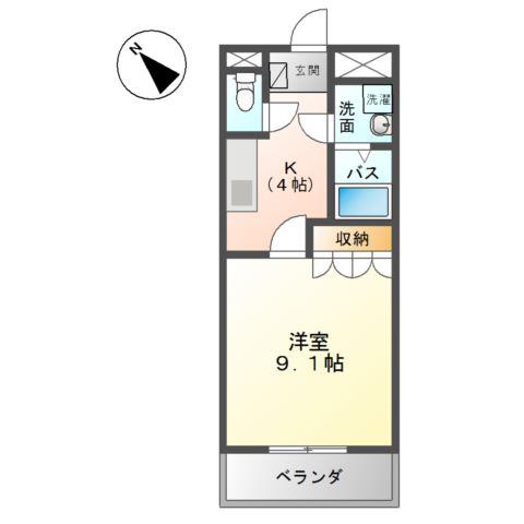 ルナ・アルカディア 参番館(1K/2階)の間取り写真