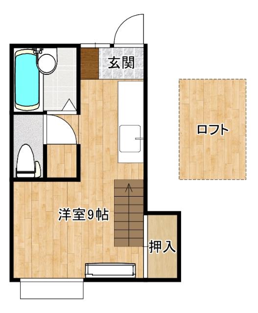 サンシャイン矢岳(1K/2階)の間取り写真
