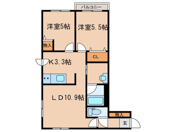 シティレジデンス豊平(2LDK/1階)の間取り写真