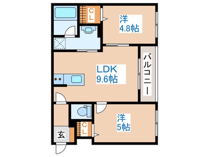フォスカリーノ(2LDK/3階)の間取り写真