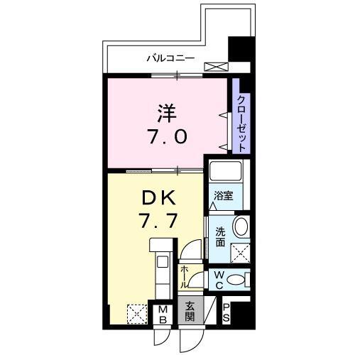リバーコート 浅香(1DK/3階)の間取り写真