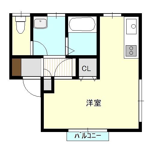 ダンテリオン(ワンルーム/2階)の間取り写真
