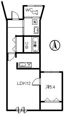 NK堤下ビル(1LDK/2階)の間取り写真