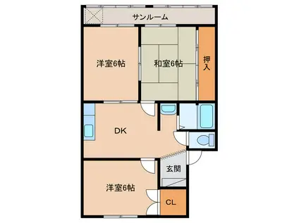 サンライズ1(3DK/2階)の間取り写真