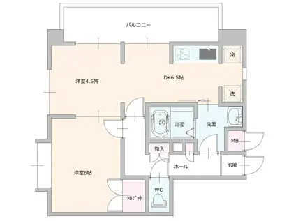 ライオンズマンション本山北町(2DK/3階)の間取り写真
