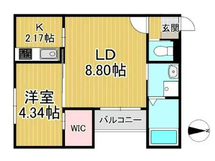ブレイブベース久留米東(1LDK/1階)の間取り写真
