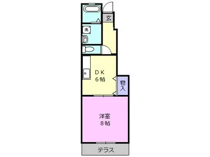 れじでんす なぎさ通2号館(1DK/1階)の間取り写真