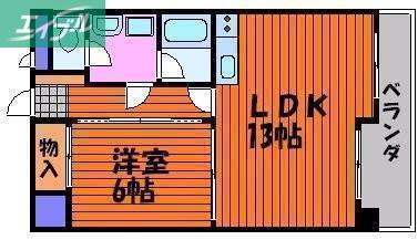 山陽マンション(1LDK/4階)の間取り写真