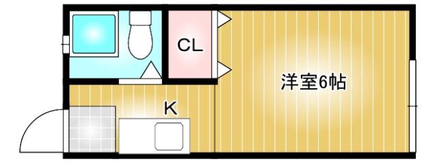 VENT VERT B棟(1K/2階)の間取り写真