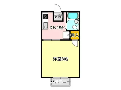 シティ西新 A棟(1K/1階)の間取り写真