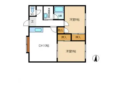 ハイムどうなんE(2LDK/2階)の間取り写真