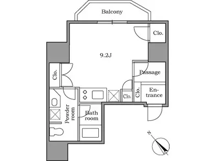 レジディア恵比寿II(ワンルーム/14階)の間取り写真