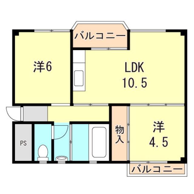 福田ハイツ(2LDK/3階)の間取り写真