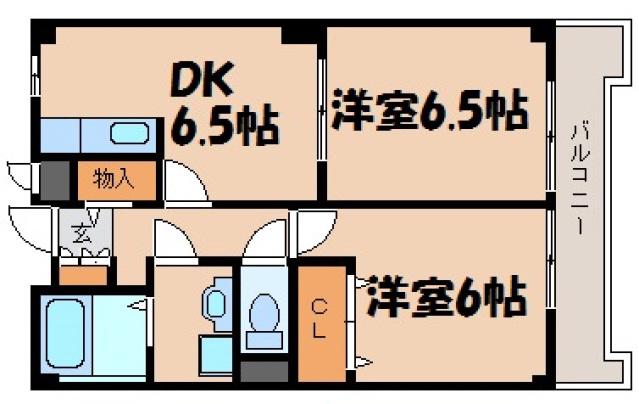 フレグランス焼山(2DK/2階)の間取り写真