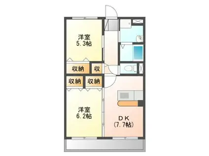 グレイスコート(2DK/1階)の間取り写真