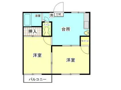 コーポ畑仲(2K/2階)の間取り写真