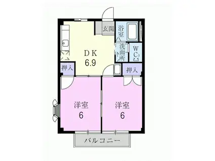 エレガンスながら(2DK/1階)の間取り写真