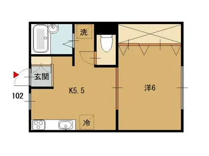 パレス道芝(1DK/1階)の間取り写真