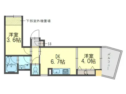 インサイトルポ山科小野(2DK/2階)の間取り写真