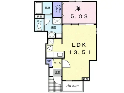 アラ・ピエス(1LDK/1階)の間取り写真