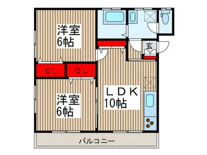 エルムハイツ(2LDK/3階)の間取り写真