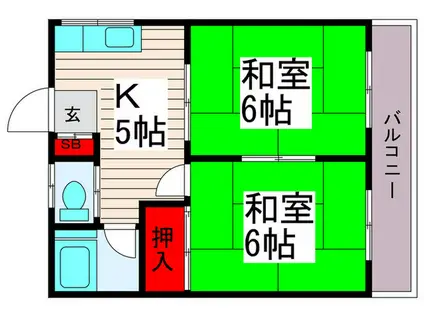 本町ハイツ(2K/2階)の間取り写真