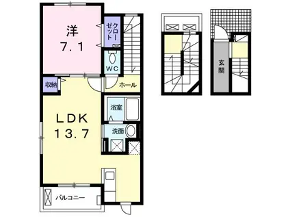 ソレイユ松ヶ崎(1LDK/3階)の間取り写真
