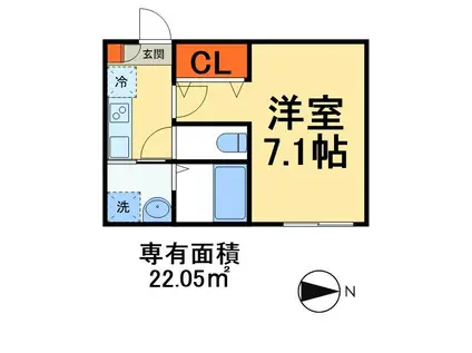 リヴェール本千葉(1K/1階)の間取り写真