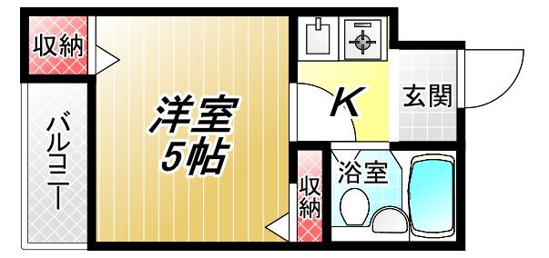 CORNICHE長瀬(1K/2階)の間取り写真