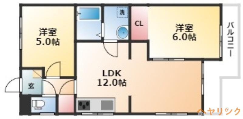 シティハウス宝地(2LDK/3階)の間取り写真