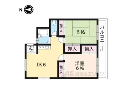 ハイツ堅田(2DK/2階)の間取り写真