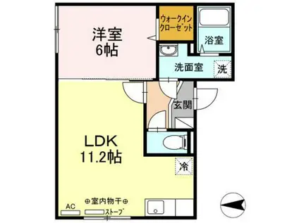 グランモア南佃B(1LDK/2階)の間取り写真